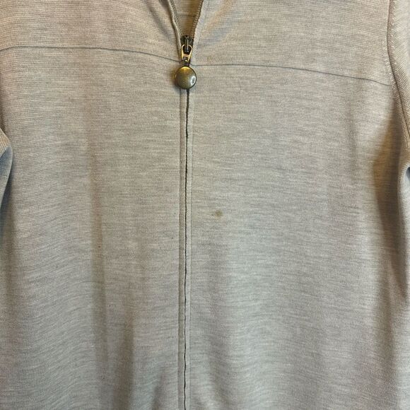 Akris Punto Heather Beige Wool Knit Mock Neck Cardigan Jacket Size 8 - Picture 3 of 8